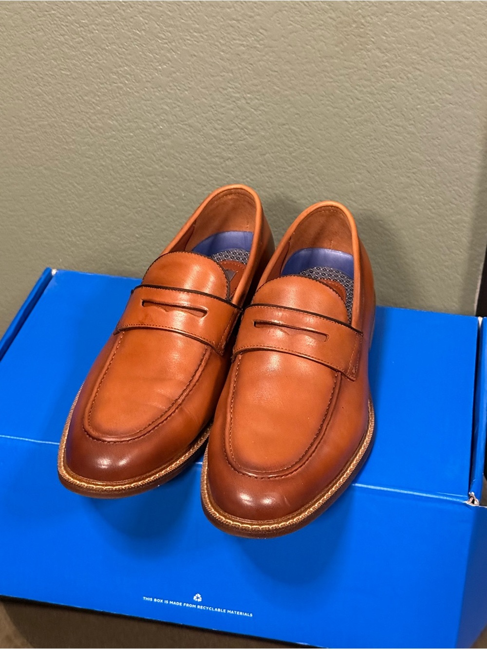 Vince Camuto Men's Penny Loafers in Cognac Brown